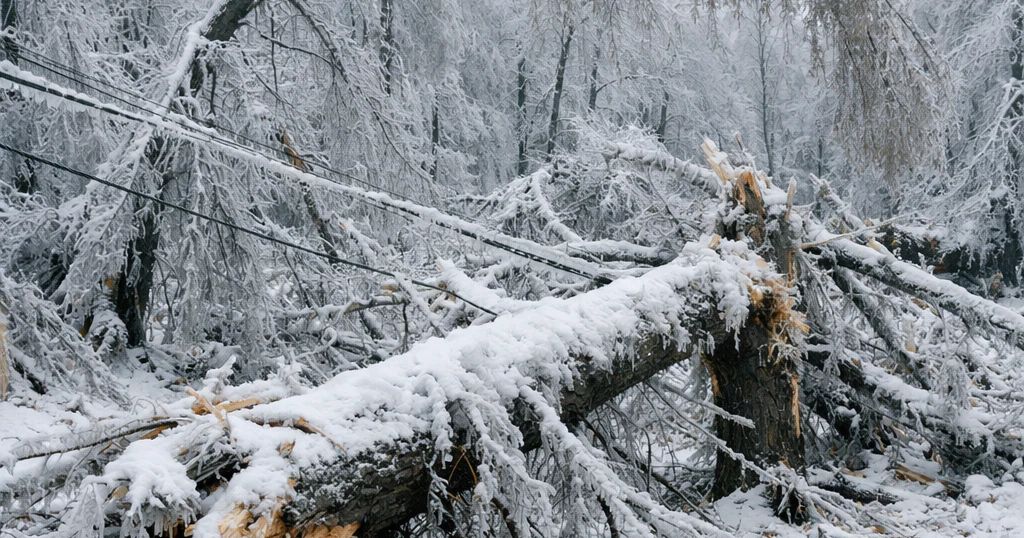 Heavy snow and ice damage to trees in Western Pennsylvania